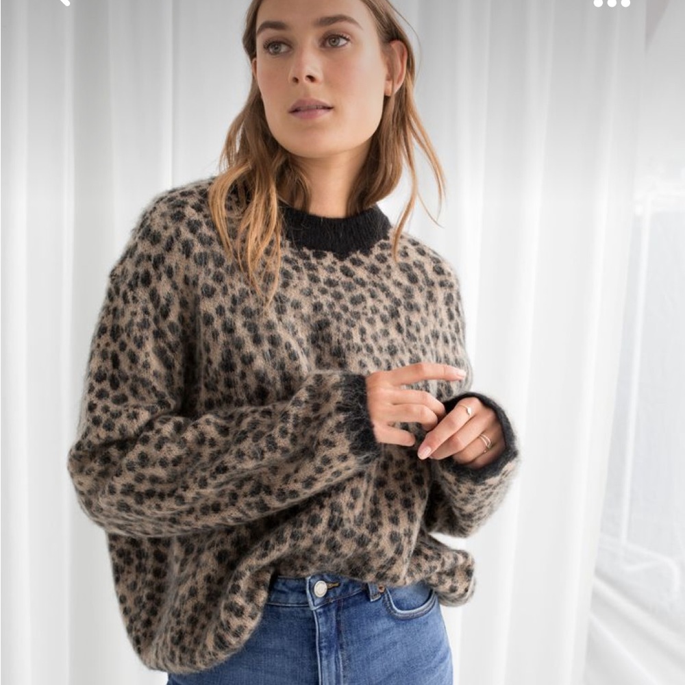 & Other Stories Leopard Print Wool Alpaca Crewneck Sweater New with tags size S